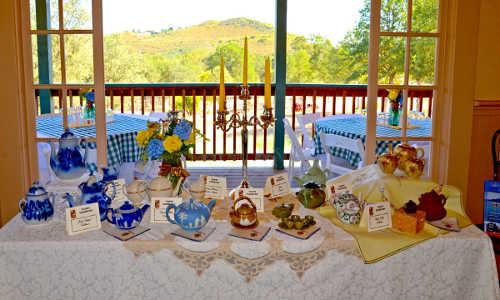The teapot display at the inaugural “Picnic on the Porch” on Saturday, June 22, 2013, in Kelseyville, Calif. Photo by Greg Blinn. 062213elypicnicteapots