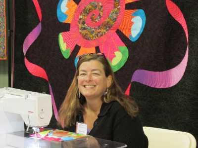 Cara Gulati, with her vivid, crowd-pleasing quilts, was the featured quilter at the Falling Leaves Quilt Show, which took place Saturday, October 5, and Sunday, October 6, 2013, in Lakeport, Calif. Photo by Jan Cook. 2013quiltshowgulati