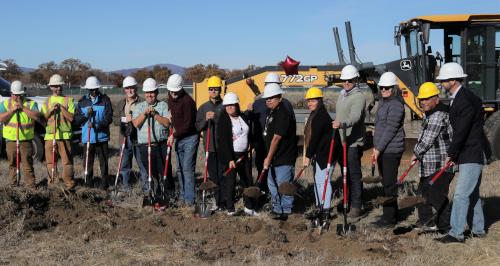 Breaking the ground during the ground breaking ceremoney. Photo - John Giichuki Director of Public Works | Big Valley Rancheria Band of Pomo Indians